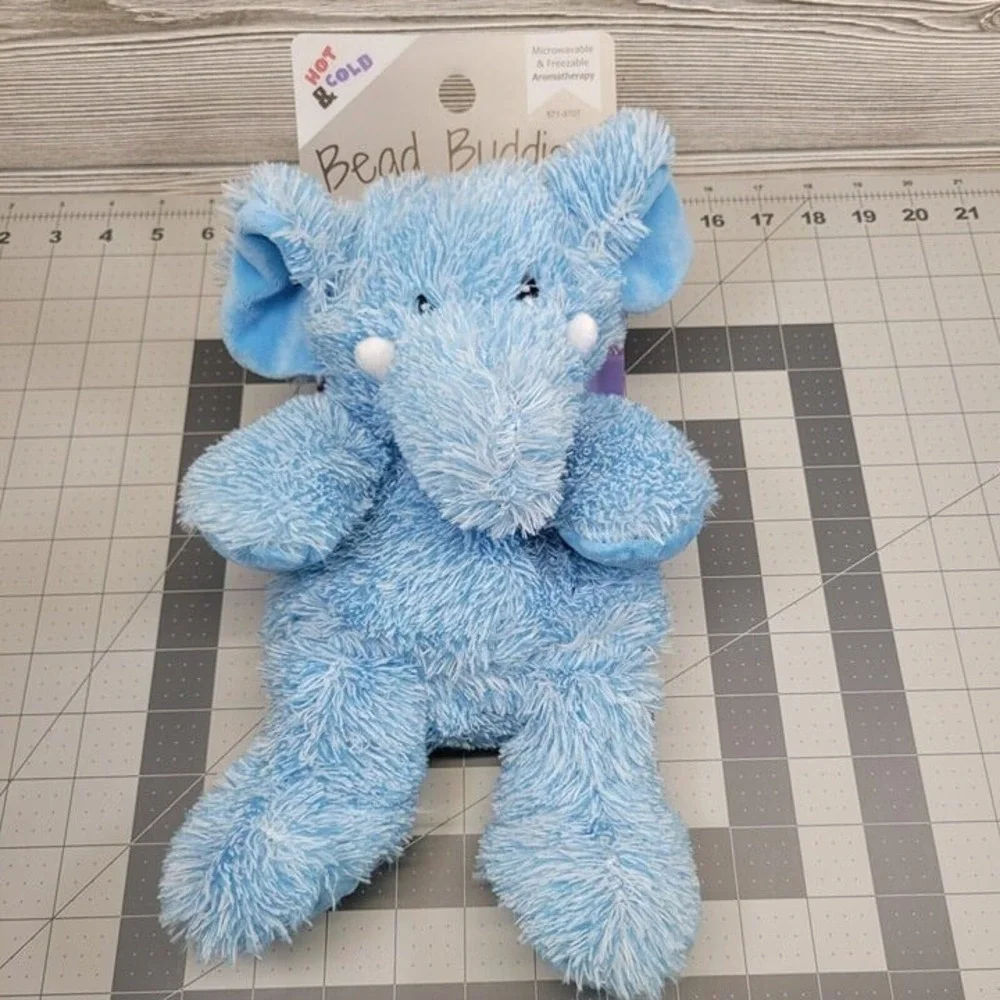 Bead Buddies Elephant‎ Aromatherapy Hot Cold Reusable Blue Plush Soft Animal 12